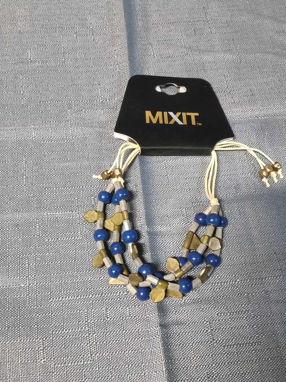 Mixit Blue and Gold Multi-Strand Beaded Necklace